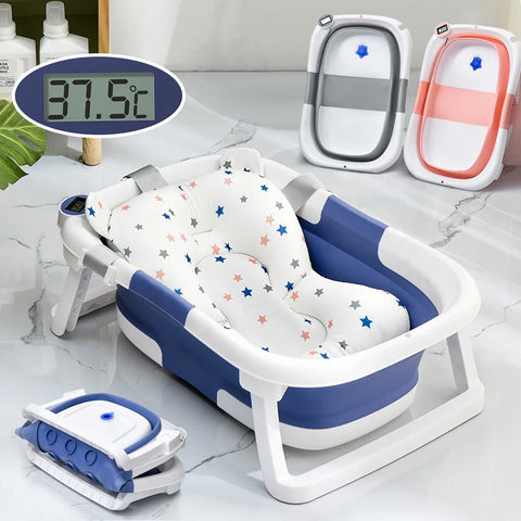 Baignoire pour Bébé avec Détection de Température – Pliable, Non-slip, et Pratique